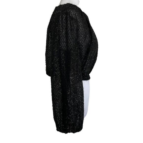 ELLIATT Top Black Cropped Tinsel Holiday Festive Blouse Kadis Size XS - Picture 2 of 13